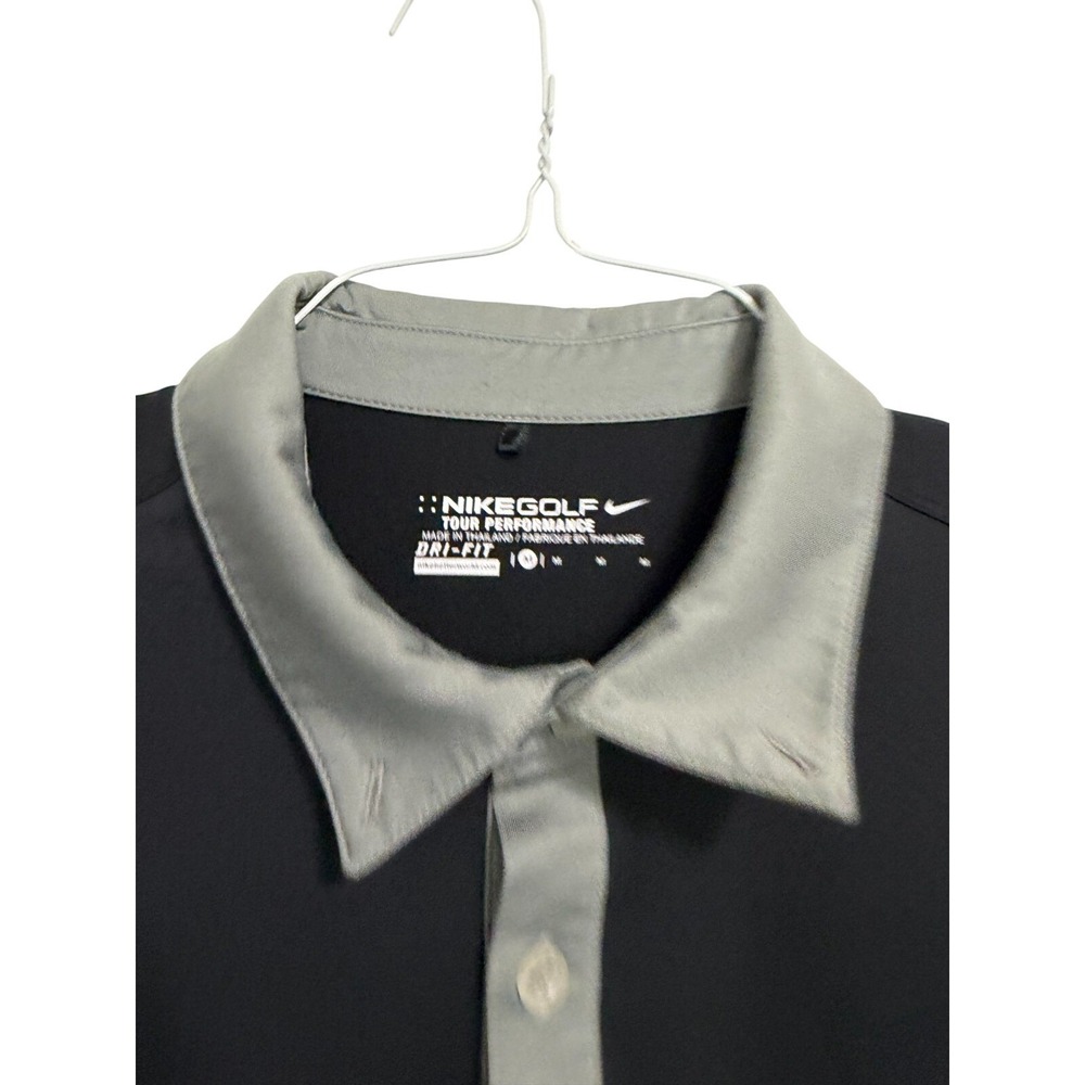 Nike Golf Polo Shirt Mens Medium Black Gray Dri-FIT Tour Performance Short - Picture 3 of 8